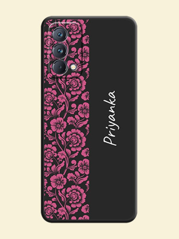 Pink Floral Pattern Design With Custom Text On Space Black Personalized Soft Matte Phone Covers -Realme Gt Master