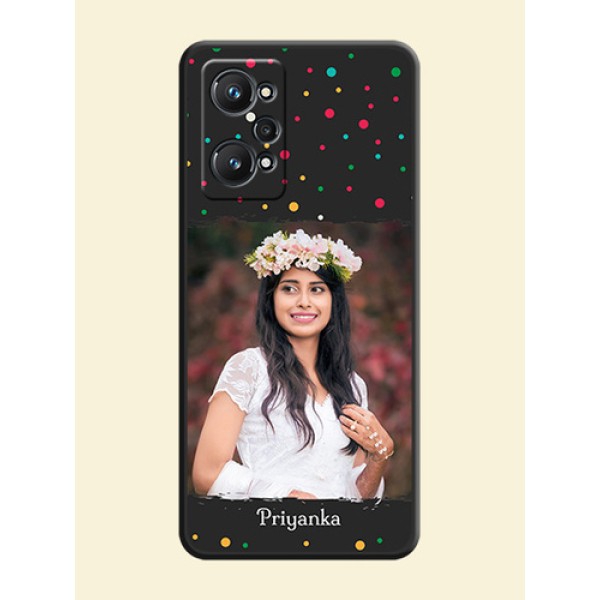 Multicolor Dotted Pattern with Text on Space Black Custom Soft Matte Phone Back Cover - Realme GT Neo 2 5G Multicolor Dotted Pattern with Text on Space Black Custom Soft Matte Phone Back Cover - Realme GT Neo 2 5G
