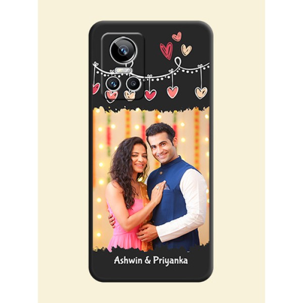 Pink Love Hangings with Name on Space Black Custom Soft Matte Phone Cases - Realme GT Neo 3 150W Pink Love Hangings with Name on Space Black Custom Soft Matte Phone Cases - Realme GT Neo 3 150W