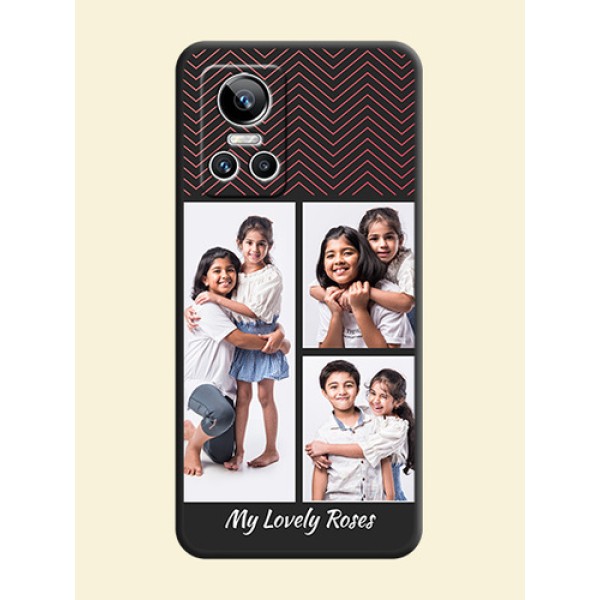 Wave Pattern with 3 Image Holder on Space Black Custom Soft Matte Back Cover - Realme GT Neo 3 150W Wave Pattern with 3 Image Holder on Space Black Custom Soft Matte Back Cover - Realme GT Neo 3 150W