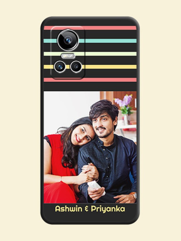 Color Stripes with Photo and Text on Photo on Space Black Soft Matte Mobile Case - Realme GT Neo 3 150W