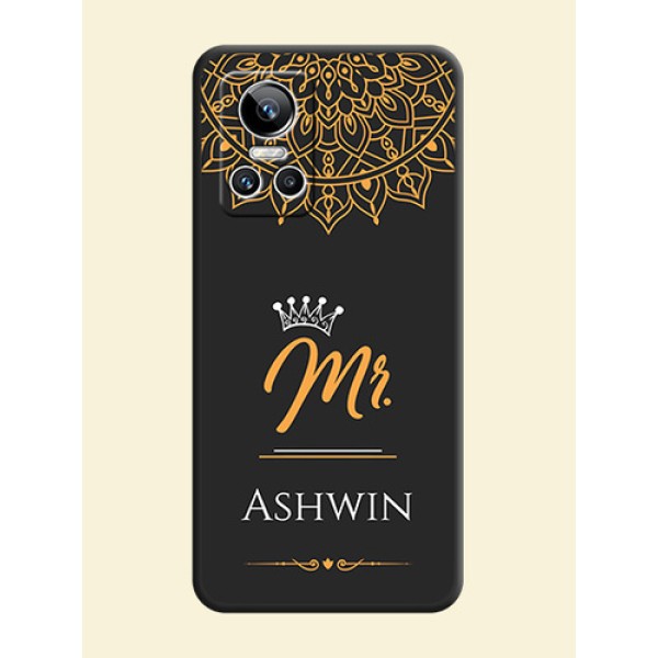 Mr Name with Floral Design on Personalised Space Black Soft Matte Cases - Realme GT Neo 3 150W Mr Name with Floral Design on Personalised Space Black Soft Matte Cases - Realme GT Neo 3 150W