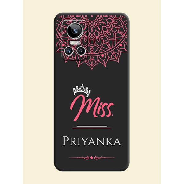 Mrs Name with Floral Design on Space Black Personalized Soft Matte Phone Covers - Realme GT Neo 3 150W Mrs Name with Floral Design on Space Black Personalized Soft Matte Phone Covers - Realme GT Neo 3 150W