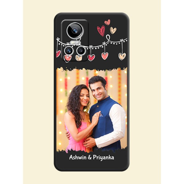 Pink Love Hangings with Name on Space Black Custom Soft Matte Phone Cases - Realme GT Neo 3 Pink Love Hangings with Name on Space Black Custom Soft Matte Phone Cases - Realme GT Neo 3