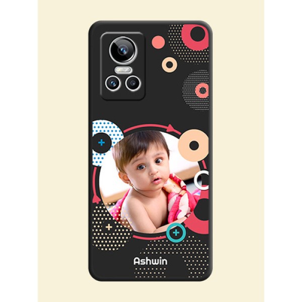 Multicoloured Round Image on Personalised Space Black Soft Matte Cases - Realme GT Neo 3 Multicoloured Round Image on Personalised Space Black Soft Matte Cases - Realme GT Neo 3