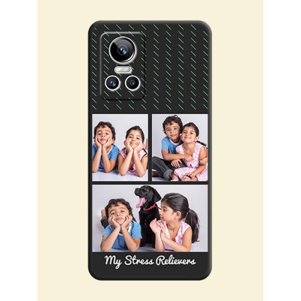 Cross Dotted Pattern with 2 Image Holder on Personalised Space Black Soft Matte Cases - Realme GT Neo 3 Cross Dotted Pattern with 2 Image Holder on Personalised Space Black Soft Matte Cases - Realme GT Neo 3
