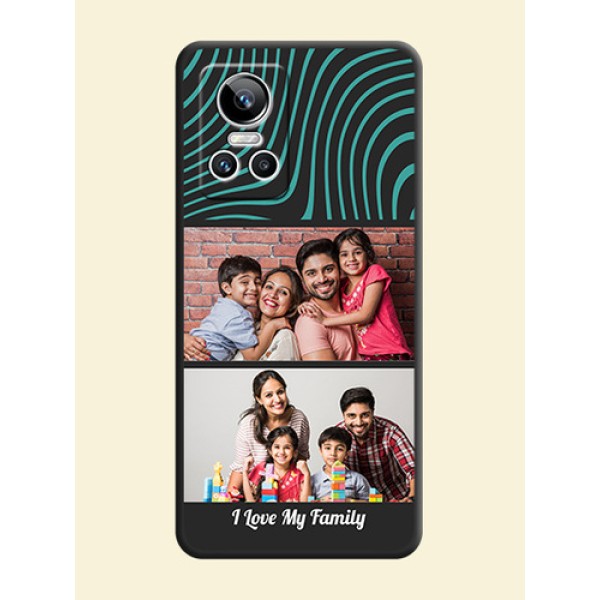 Wave Pattern with 2 Image Holder on Space Black Personalized Soft Matte Phone Covers - Realme GT Neo 3 Wave Pattern with 2 Image Holder on Space Black Personalized Soft Matte Phone Covers - Realme GT Neo 3