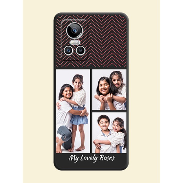 Wave Pattern with 3 Image Holder on Space Black Custom Soft Matte Back Cover - Realme GT Neo 3 Wave Pattern with 3 Image Holder on Space Black Custom Soft Matte Back Cover - Realme GT Neo 3