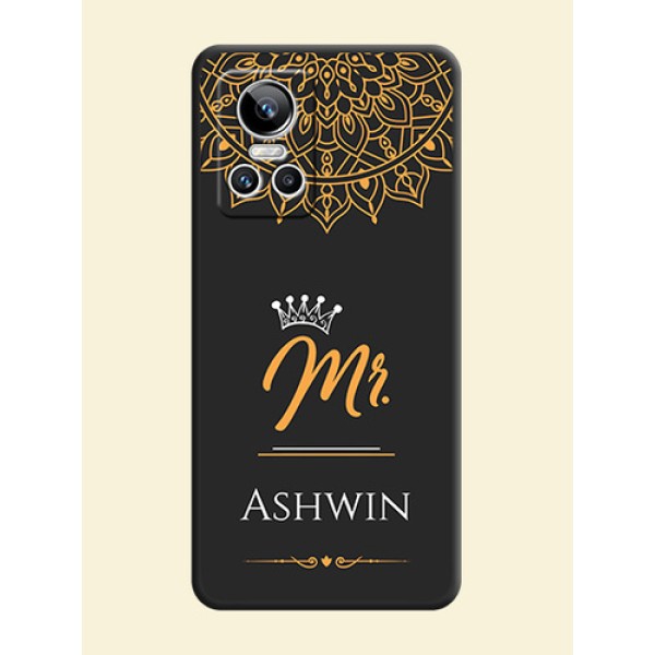 Mr Name with Floral Design on Personalised Space Black Soft Matte Cases - Realme GT Neo 3 Mr Name with Floral Design on Personalised Space Black Soft Matte Cases - Realme GT Neo 3
