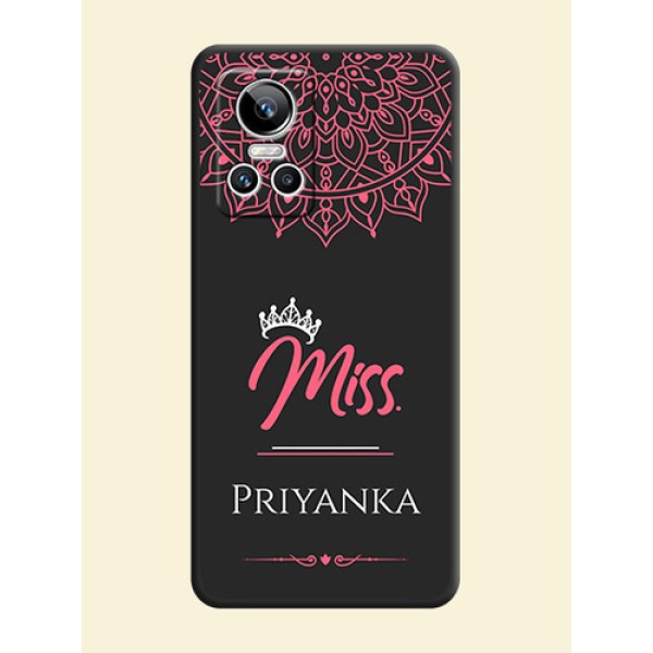 Mrs Name with Floral Design on Space Black Personalized Soft Matte Phone Covers - Realme GT Neo 3 Mrs Name with Floral Design on Space Black Personalized Soft Matte Phone Covers - Realme GT Neo 3