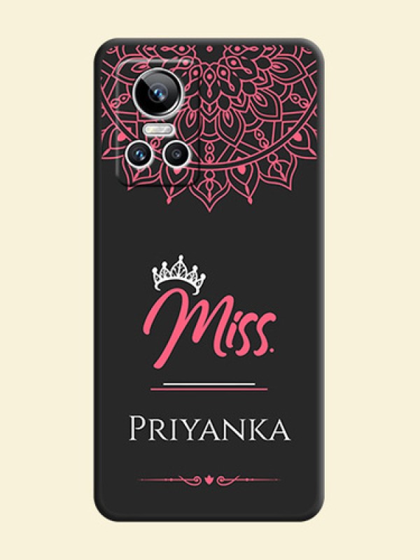Mrs Name with Floral Design on Space Black Personalized Soft Matte Phone Covers - Realme GT Neo 3