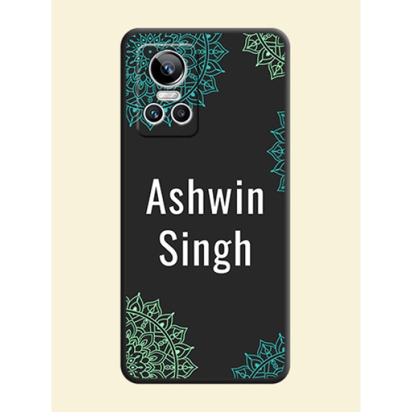 Your Name with Floral Design on Space Black Custom Soft Matte Back Cover - Realme GT Neo 3 Your Name with Floral Design on Space Black Custom Soft Matte Back Cover - Realme GT Neo 3