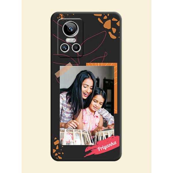Orange Photo Frame on Space Black Custom Soft Matte Phone Back Cover - Realme GT Neo 3 Orange Photo Frame on Space Black Custom Soft Matte Phone Back Cover - Realme GT Neo 3