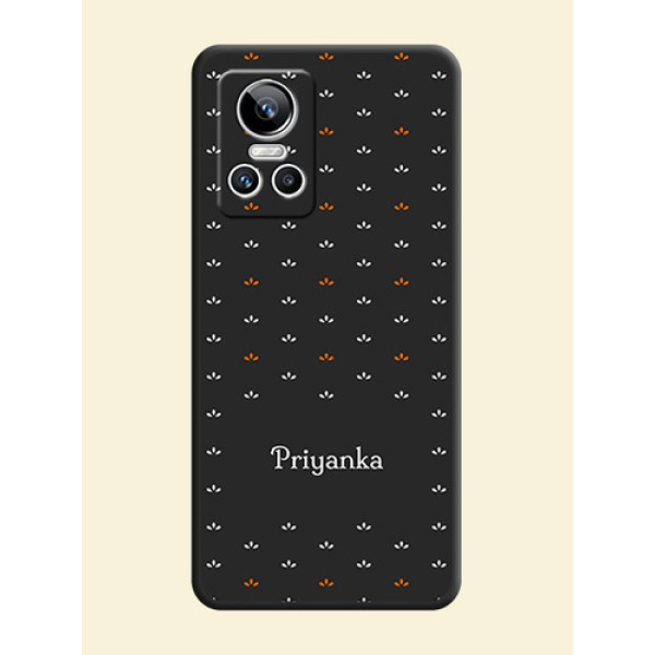 Simple Pattern With Custom Text On Space Black Personalized Soft Matte Phone Covers -Realme Gt Neo 3 Simple Pattern With Custom Text On Space Black Personalized Soft Matte Phone Covers -Realme Gt Neo 3