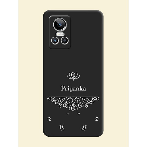 Lotus Garden Custom Text On Space Black Personalized Soft Matte Phone Covers -Realme Gt Neo 3 Lotus Garden Custom Text On Space Black Personalized Soft Matte Phone Covers -Realme Gt Neo 3