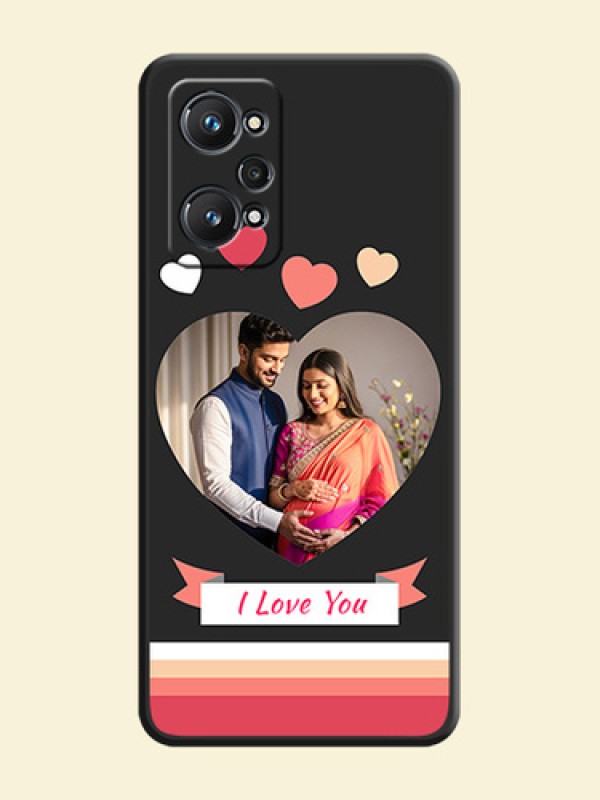 Love Shaped Photo with Colorful Stripes on Personalised Space Black Soft Matte Cases - Realme GT Neo 3T