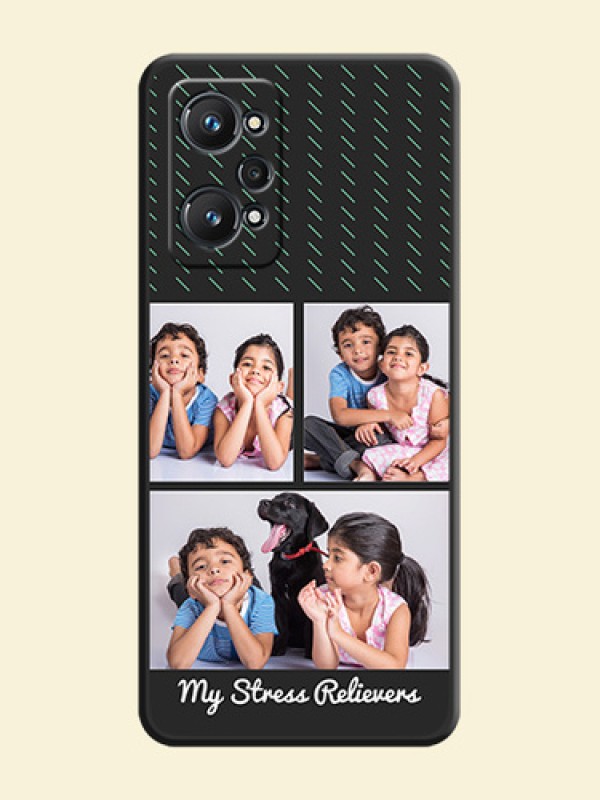 Cross Dotted Pattern with 2 Image Holder  on Personalised Space Black Soft Matte Cases - Realme GT Neo 3T