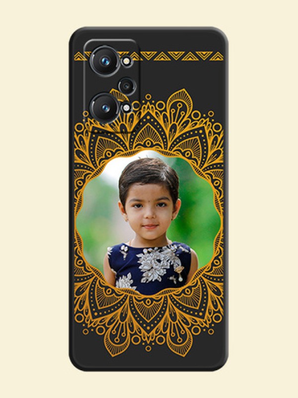 Round Image with Floral Design on Photo on Space Black Soft Matte Mobile Cover - Realme GT Neo 3T