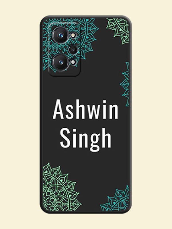 Your Name with Floral Design on Space Black Custom Soft Matte Back Cover - Realme GT Neo 3T