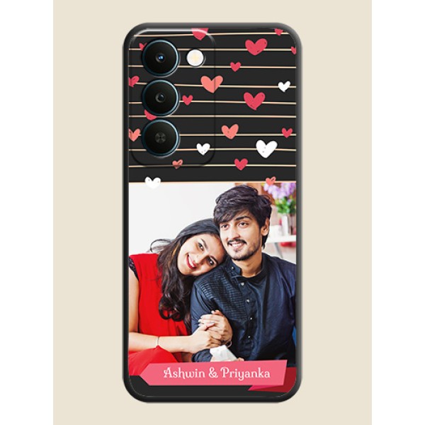 Love Pattern with Name on Pink Ribbon on Photo On Space Black Custom Soft Matte Mobile Back Cover - Realme Narzo 100 Lite 5G Love Pattern with Name on Pink Ribbon on Photo On Space Black Custom Soft Matte Mobile Back Cover - Realme Narzo 100 Lite 5G