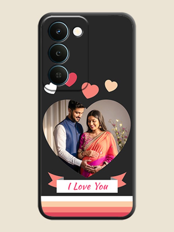 Love Shaped Photo with Colorful Stripes On Space Black Custom Soft Matte Mobile Back Cover - Realme Narzo 100 Lite 5G