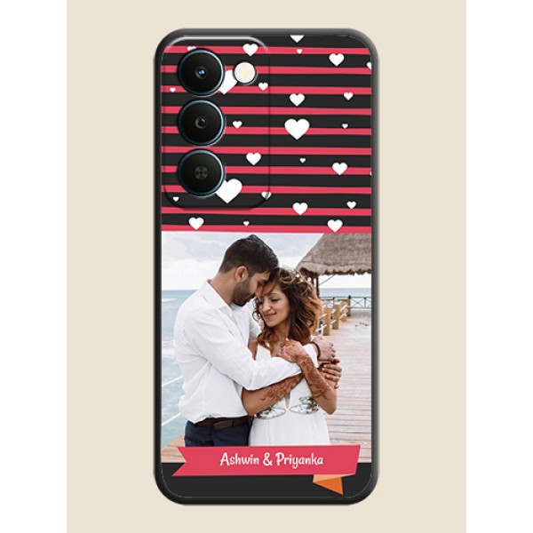 White Color Love Symbols with Pink Lines Pattern On Space Black Custom Soft Matte Mobile Back Cover - Realme Narzo 100 Lite 5G White Color Love Symbols with Pink Lines Pattern On Space Black Custom Soft Matte Mobile Back Cover - Realme Narzo 100 Lite 5G
