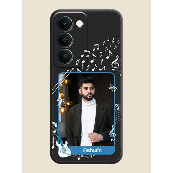 Musical Theme Design with Text on Photo On Space Black Custom Soft Matte Mobile Back Cover - Realme Narzo 100 Lite 5G Musical Theme Design with Text on Photo On Space Black Custom Soft Matte Mobile Back Cover - Realme Narzo 100 Lite 5G