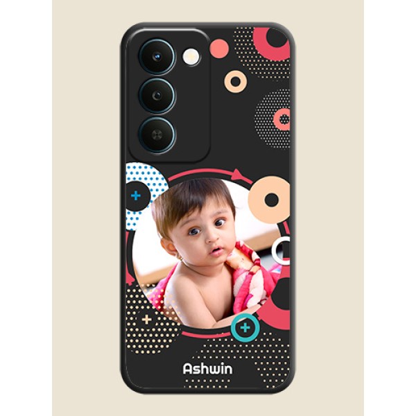 Multicoloured Round Image On Space Black Custom Soft Matte Mobile Back Cover - Realme Narzo 100 Lite 5G Multicoloured Round Image On Space Black Custom Soft Matte Mobile Back Cover - Realme Narzo 100 Lite 5G