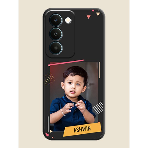 Photo Frame with Triangle Small Dots on Photo On Space Black Custom Soft Matte Mobile Back Cover - Realme Narzo 100 Lite 5G Photo Frame with Triangle Small Dots on Photo On Space Black Custom Soft Matte Mobile Back Cover - Realme Narzo 100 Lite 5G