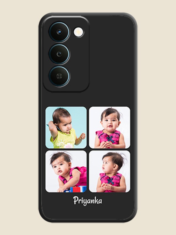 Floral Art with 6 Image Holder on Photo On Space Black Custom Soft Matte Mobile Back Cover - Realme Narzo 100 Lite 5G