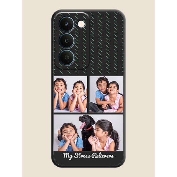 Cross Dotted Pattern with 2 Image Holder On Space Black Custom Soft Matte Mobile Back Cover - Realme Narzo 100 Lite 5G Cross Dotted Pattern with 2 Image Holder On Space Black Custom Soft Matte Mobile Back Cover - Realme Narzo 100 Lite 5G