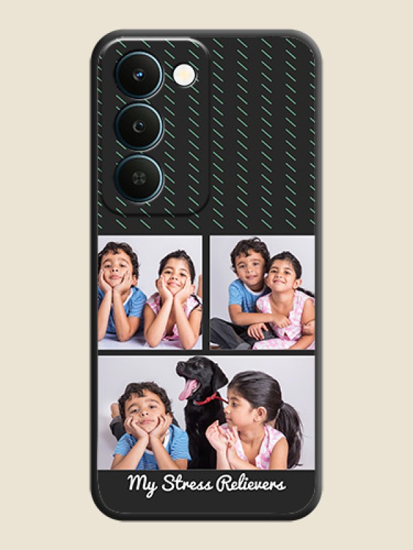 Cross Dotted Pattern with 2 Image Holder On Space Black Custom Soft Matte Mobile Back Cover - Realme Narzo 100 Lite 5G