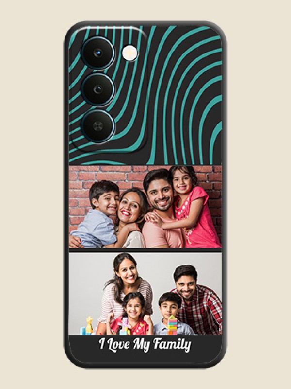 Wave Pattern with 2 Image Holder On Space Black Custom Soft Matte Mobile Back Cover - Realme Narzo 100 Lite 5G