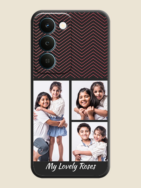 Wave Pattern with 3 Image Holder On Space Black Custom Soft Matte Mobile Back Cover - Realme Narzo 100 Lite 5G
