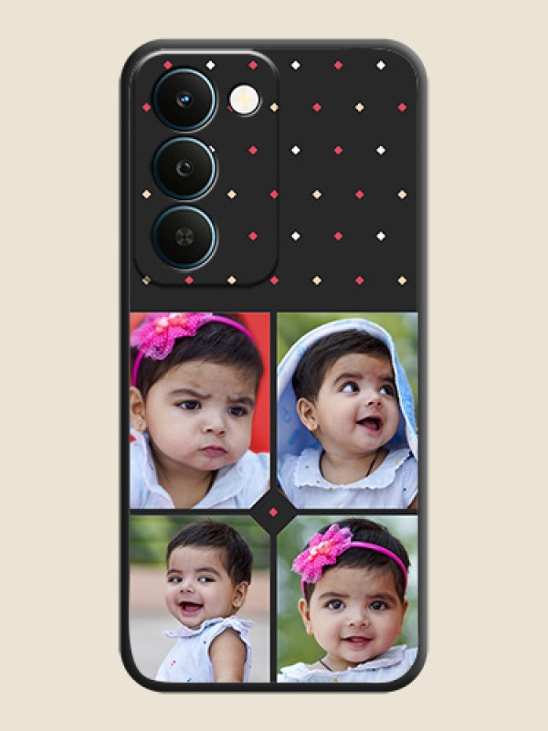 Multicolor Dotted Pattern with 4 Image Holder On Space Black Custom Soft Matte Mobile Back Cover - Realme Narzo 100 Lite 5G