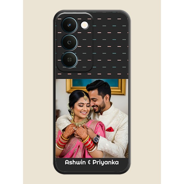 Line Pattern Design with Text On Space Black Custom Soft Matte Mobile Back Cover - Realme Narzo 100 Lite 5G