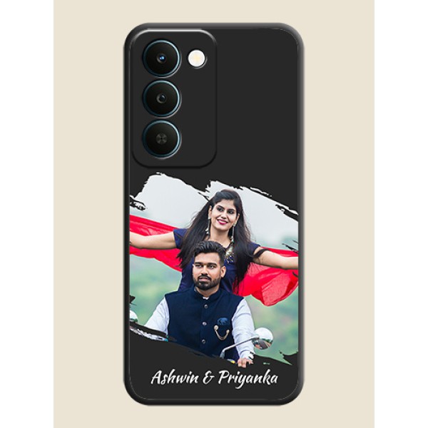 Grunge Brush Strokes on Photo On Space Black Custom Soft Matte Mobile Back Cover - Realme Narzo 100 Lite 5G Grunge Brush Strokes on Photo On Space Black Custom Soft Matte Mobile Back Cover - Realme Narzo 100 Lite 5G
