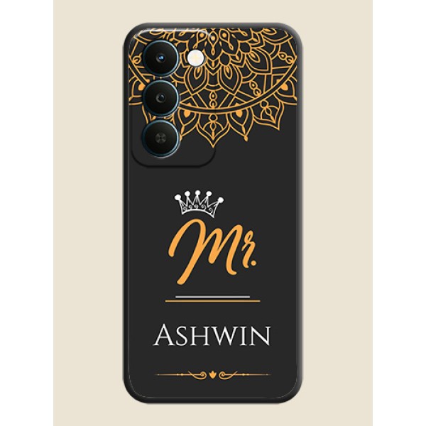 Mr Name with Floral Design On Space Black Custom Soft Matte Mobile Back Cover - Realme Narzo 100 Lite 5G Mr Name with Floral Design On Space Black Custom Soft Matte Mobile Back Cover - Realme Narzo 100 Lite 5G