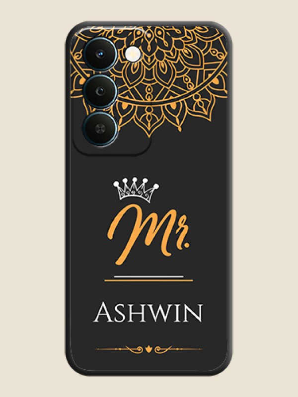 Mr Name with Floral Design On Space Black Custom Soft Matte Mobile Back Cover - Realme Narzo 100 Lite 5G