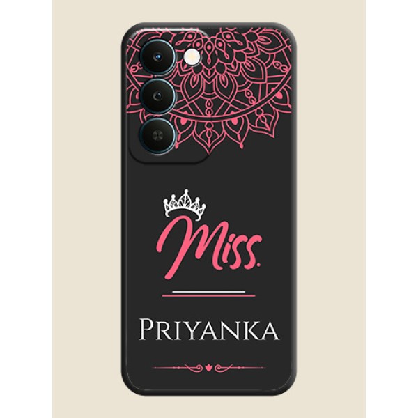 Mrs Name with Floral Design On Space Black Custom Soft Matte Mobile Back Cover - Realme Narzo 100 Lite 5G Mrs Name with Floral Design On Space Black Custom Soft Matte Mobile Back Cover - Realme Narzo 100 Lite 5G