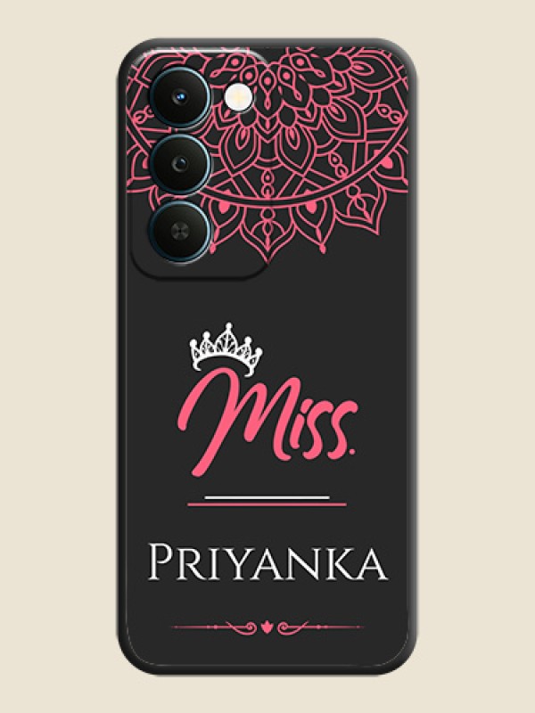Mrs Name with Floral Design On Space Black Custom Soft Matte Mobile Back Cover - Realme Narzo 100 Lite 5G