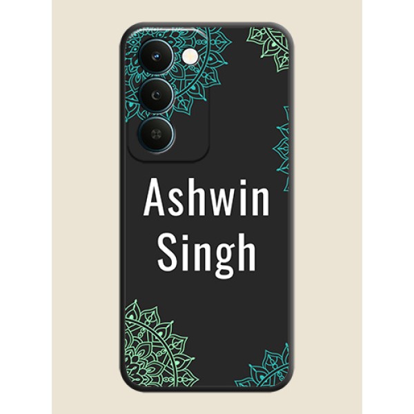 Your Name with Floral Design On Space Black Custom Soft Matte Mobile Back Cover - Realme Narzo 100 Lite 5G Your Name with Floral Design On Space Black Custom Soft Matte Mobile Back Cover - Realme Narzo 100 Lite 5G