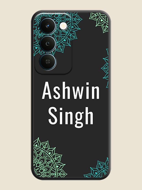 Your Name with Floral Design On Space Black Custom Soft Matte Mobile Back Cover - Realme Narzo 100 Lite 5G