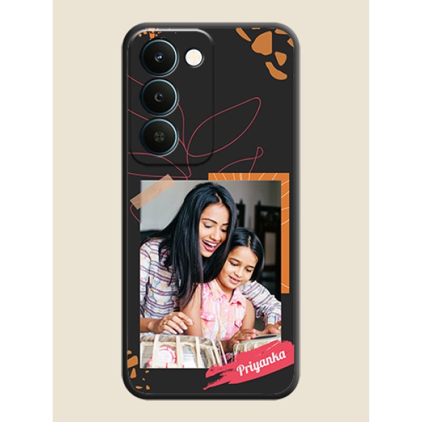 Orange Photo Frame On Space Black Custom Soft Matte Mobile Back Cover - Realme Narzo 100 Lite 5G Orange Photo Frame On Space Black Custom Soft Matte Mobile Back Cover - Realme Narzo 100 Lite 5G
