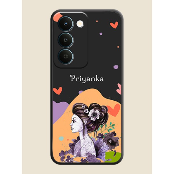 Namecase For Her With Fancy Lady Image On Space Black Custom Soft Matte Mobile Back Cover - Realme Narzo 100 Lite 5G Namecase For Her With Fancy Lady Image On Space Black Custom Soft Matte Mobile Back Cover - Realme Narzo 100 Lite 5G