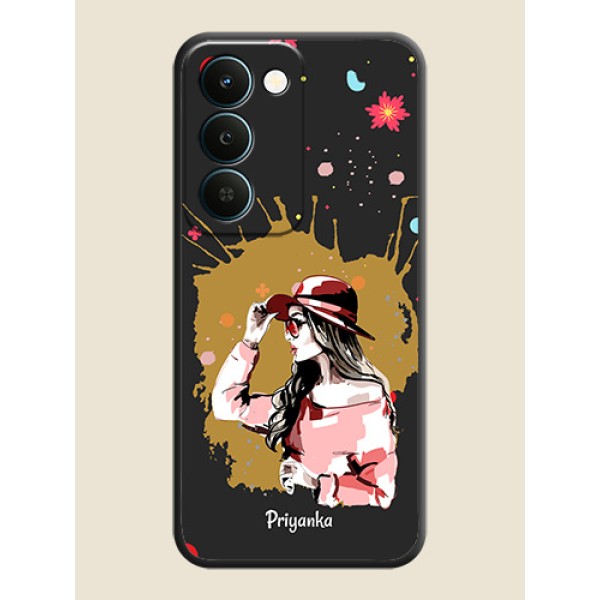 Mordern Lady With Color Splash Background With Custom Text On Space Black Custom Soft Matte Mobile Back Cover - Realme Narzo 100 Lite 5G