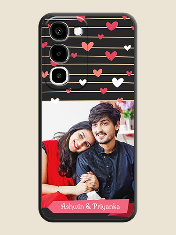Love Pattern with Name on Pink Ribbon on Photo On Space Black Custom Soft Matte Mobile Back Cover - Realme Narzo 100x 5G