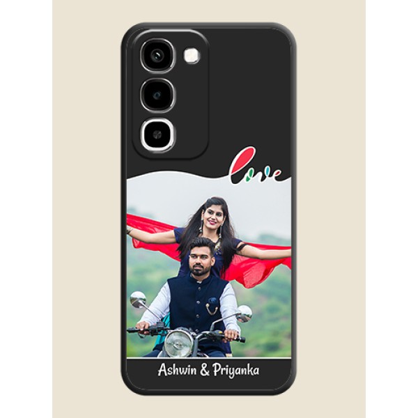 Fall in Love Pattern with Picture on Photo On Space Black Custom Soft Matte Mobile Back Cover - Realme Narzo 100x 5G