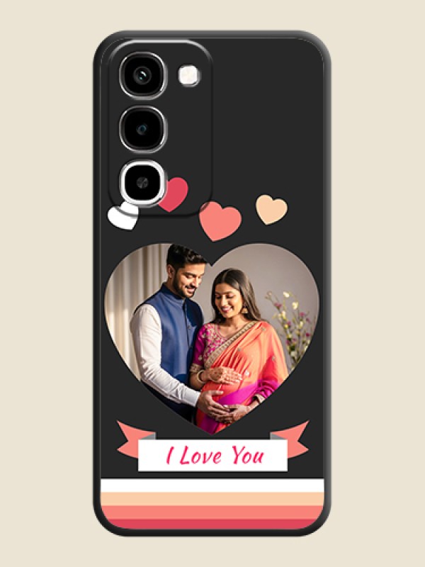 Love Shaped Photo with Colorful Stripes On Space Black Custom Soft Matte Mobile Back Cover - Realme Narzo 100x 5G