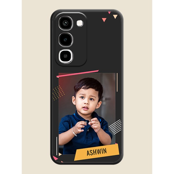 Photo Frame with Triangle Small Dots on Photo On Space Black Custom Soft Matte Mobile Back Cover - Realme Narzo 100x 5G Photo Frame with Triangle Small Dots on Photo On Space Black Custom Soft Matte Mobile Back Cover - Realme Narzo 100x 5G